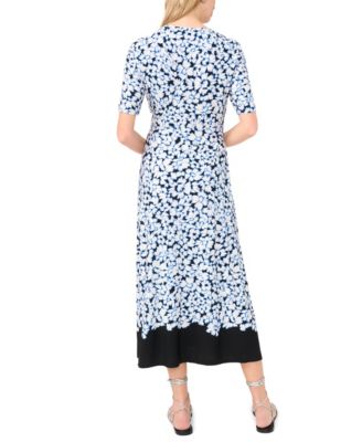 Women's Short-Sleeve Cross-Over Maxi Dress