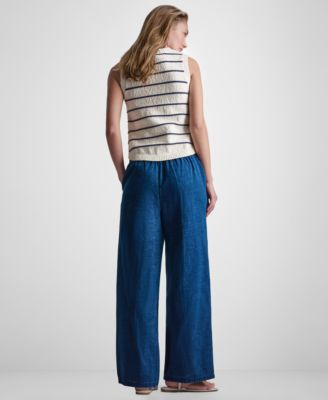 Petite Sleeveless Crewneck Striped Sweater