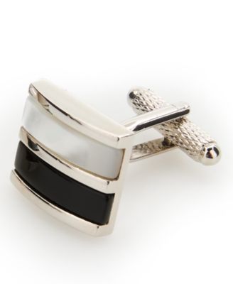 Men's Genuine Shell Obsidian Square Cufflinks