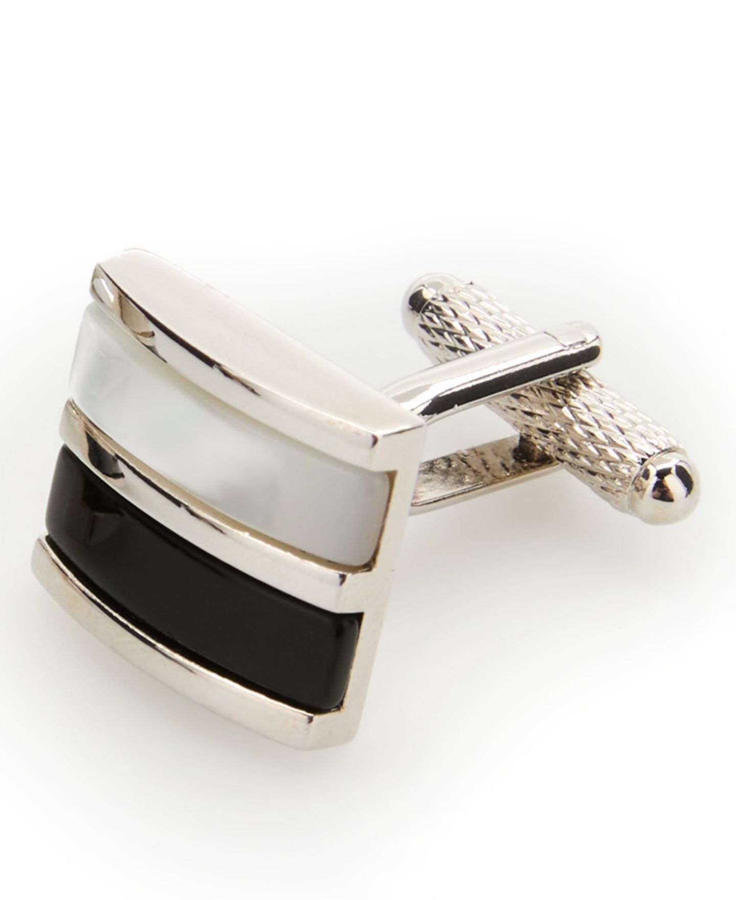 Мужские запонки Perry Ellis Portfolio Genuine Shell Obsidian Square Cufflinks, цвет: Чёрный — фото 3