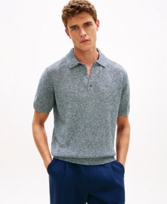 Men's Spread Collar Mouline Polo Shirt