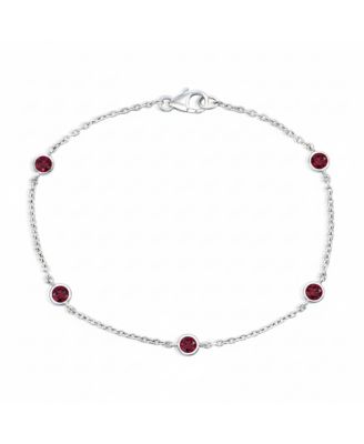Sterling Silver, Round Bezel-Set Gemstone By The Yard Birthstone Bracelet