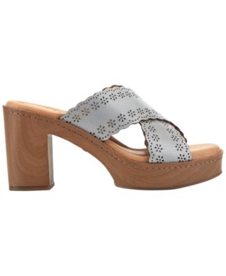 Women's Qamra Leather Criss-Cross Platform Block Heel Sandals