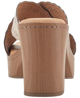 Women's Qamra Leather Criss-Cross Platform Block Heel Sandals