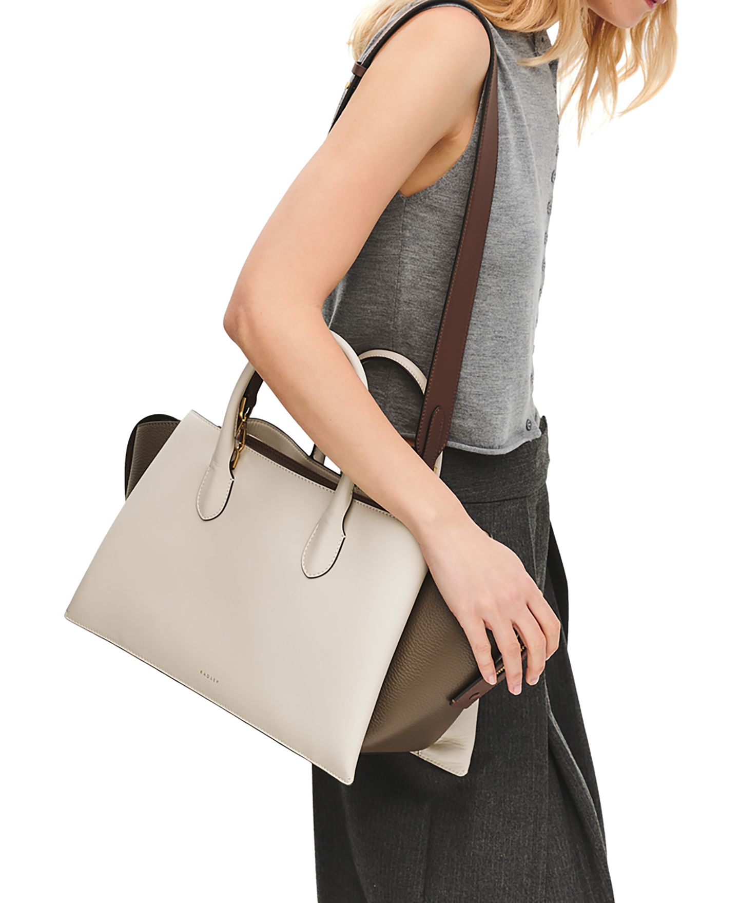 Женская сумка Radley London Romilly Large Leather Ziptop Satchel, цвет: Соляной — фото 2