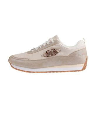 Women's Sneaker with Nylon/Suede PU Upper and Large Ornament Detail