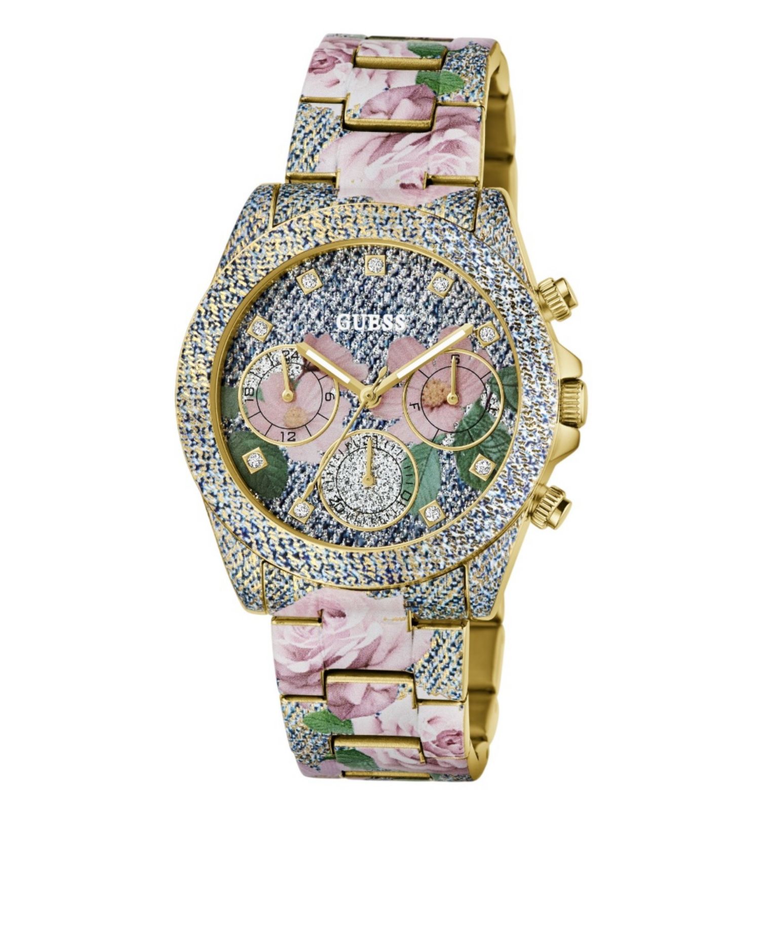 Women's Floral Print Stainless Steel Multi-Function Watch, 38mm