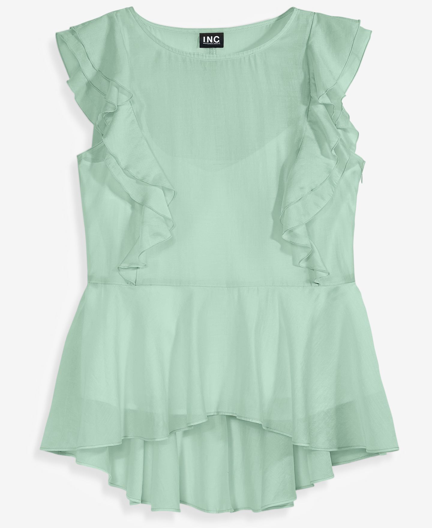 Женская блузка I.N.C. International Concepts Petite Ruffle-Sleeve Peplum Blouse, цвет: Зелёный — фото 6