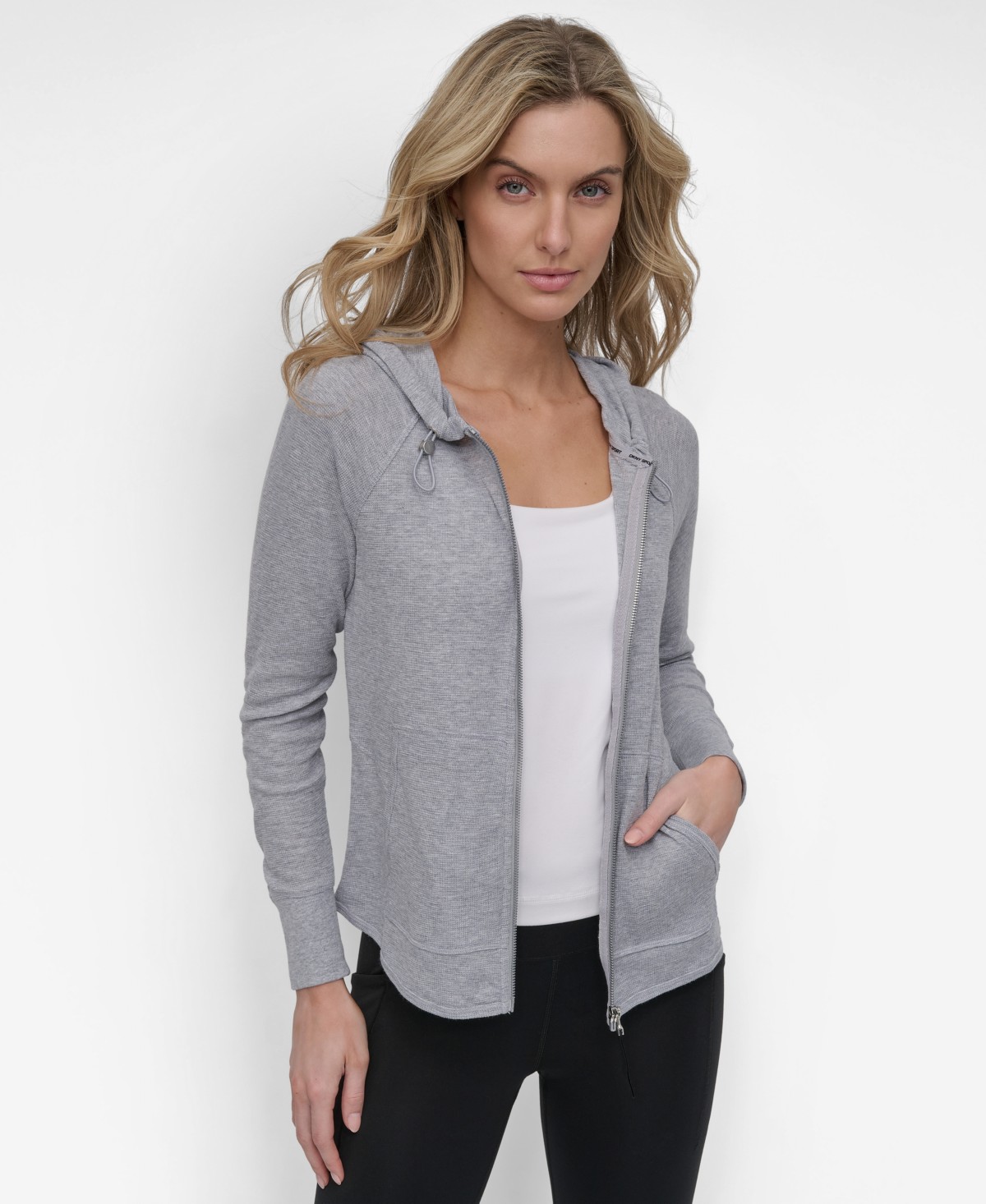 Женские топы DKNY Women's Lightweight Waffle Zip-Front — фото 3