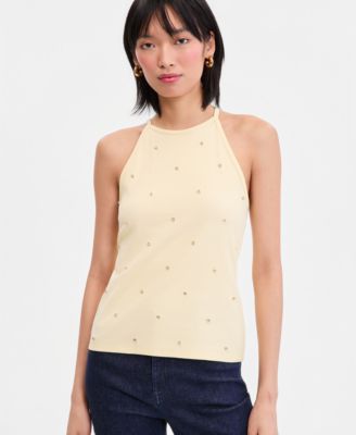 Women's Crystal Embellished Halter Tank Top
