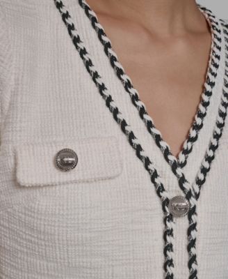 Women's V-Neck Tweed Sheath Dress