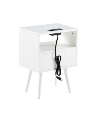 Rattan End Table with Power and USB