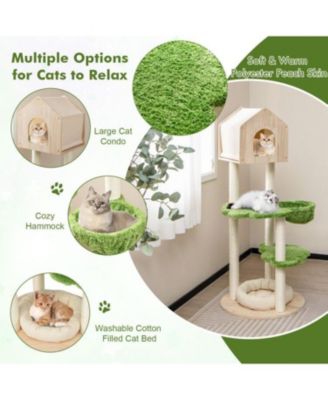 55" Indoor Cat Tree with Sisal Scratching Posts & Cozy Cat Bed, Climbing Stand for Kittens