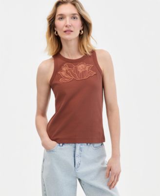 Women's Lace-Trim Ribbed Tank