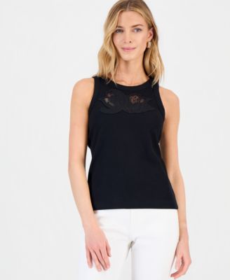 Women's Lace-Trim Ribbed Tank