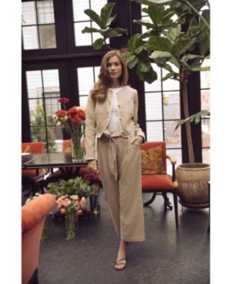 Women's Contrast Patch Pocket Crew Neck Jacket