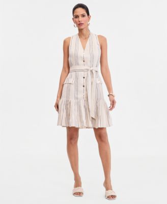 Women's Sleeveless Linen-Blend Dress