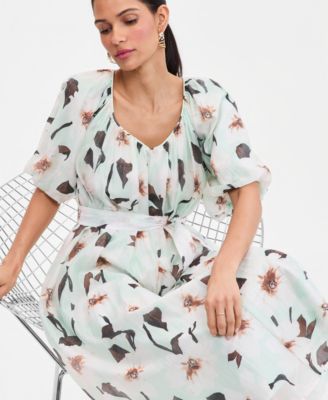 Women's Puff-Sleeve Midi Dress