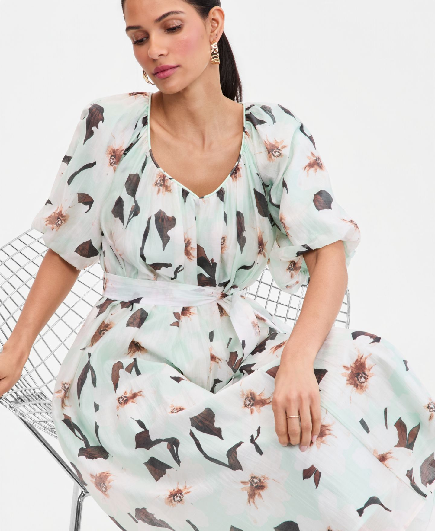 Женское платье I.N.C. International Concepts Puff-Sleeve Midi, цвет: Kari Garden — фото 5
