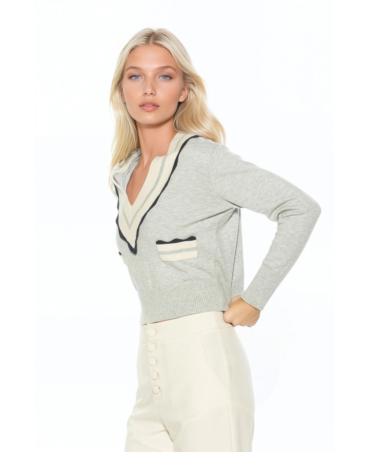 Women's Arden Deep V Contrast Trim Cardigan