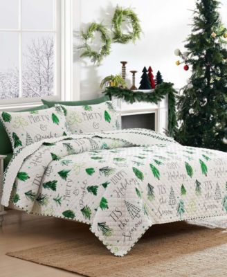 Christmas Trees Reversible 3-Pc. Quilt Set, Full/Queen