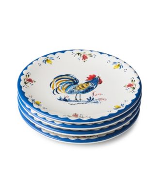 French Rooster Canape Plates, Set of 4