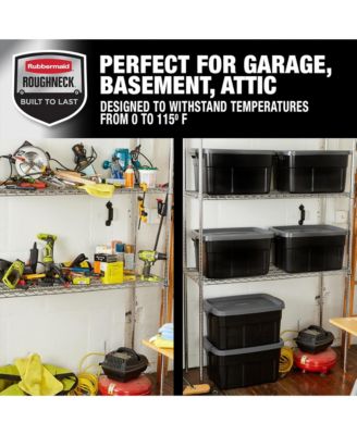 Roughneck Tote 14 Gallon Storage Container, Black/Cool Gray (6 Pack