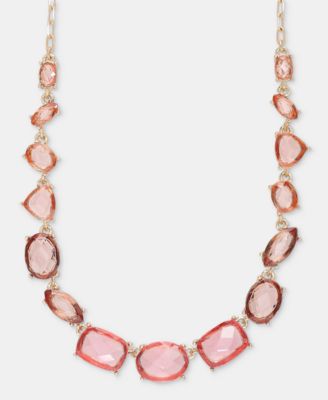 Stationed Stone Statement Necklace, 16" + 3" extender