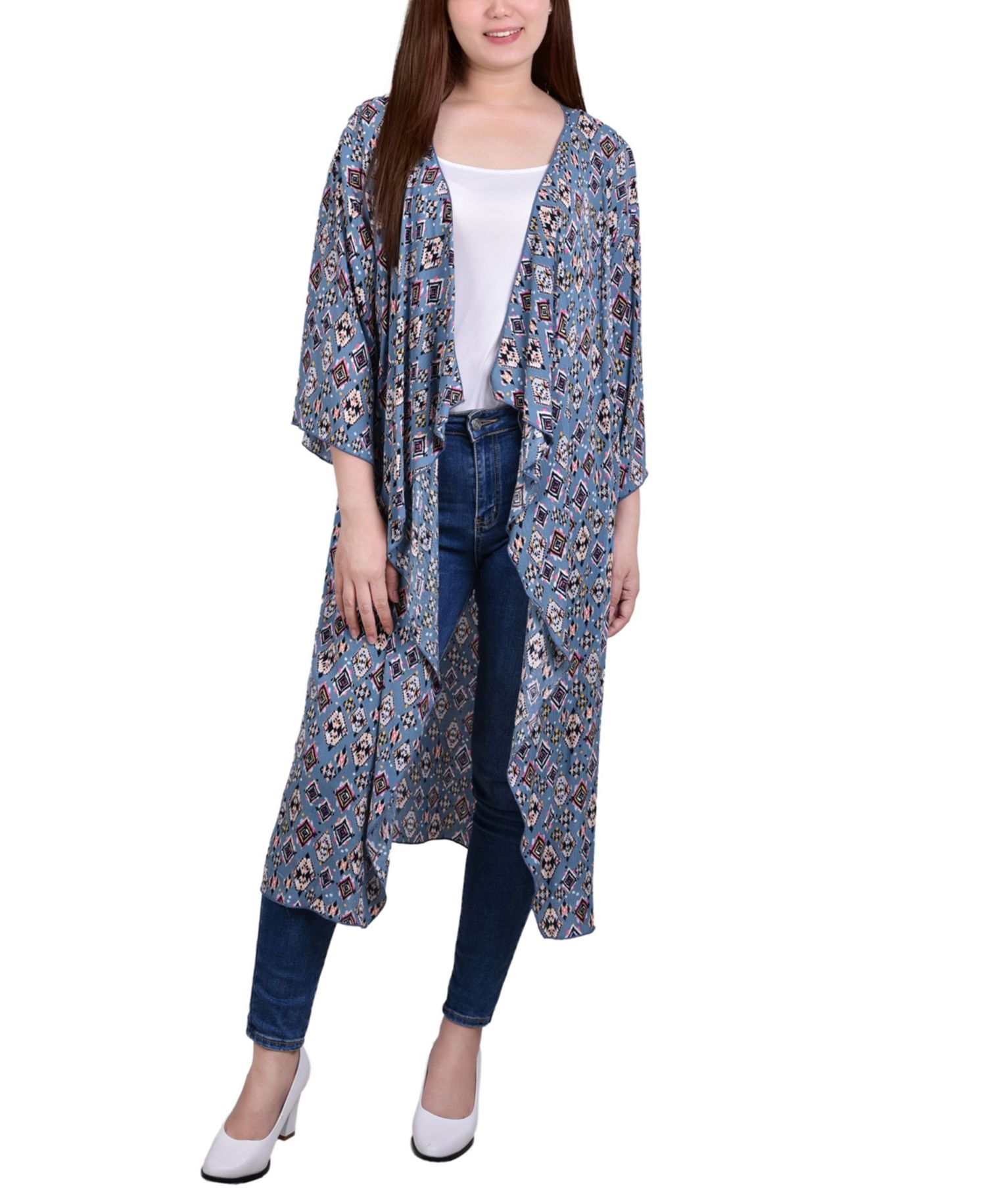 Women's 3/4-Sleeve Long Cardigan Sweater