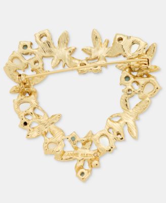 Mixed Stone Heart Wreath Pin