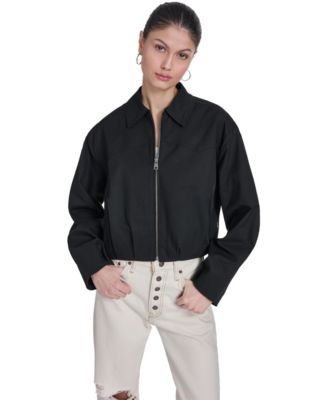 Women's Bubble Hem Collared Bomber Jacket