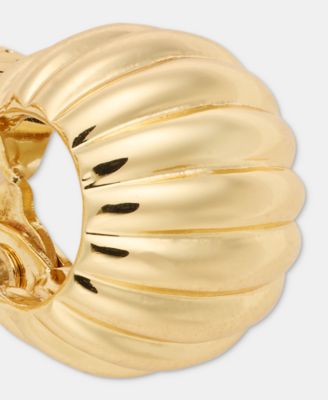 Small Domed Fluted Clip-On Hoop Earrings, 0.7"