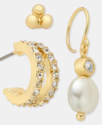 3-Pc. Set Stud, Hoop & Drop Earrings 