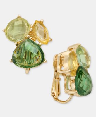 Stone Cluster Button Earrings 