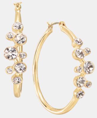 Medium Crystal Cluster Hoop Earrings, 1.55" 