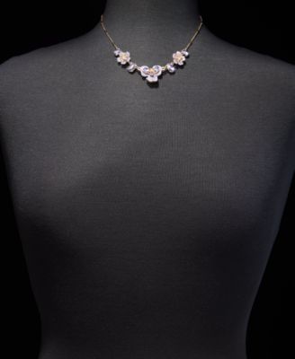 Crystal Flower Statement Necklace, 16" + 3" extender