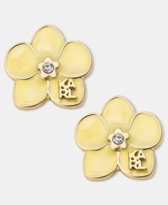Glass Stone Orchid Stud Earrings