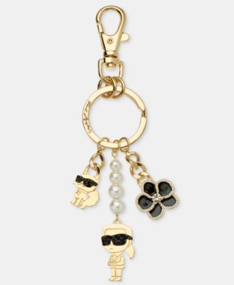 Gold-Tone Pearl Ikon Bag Charm Keychain