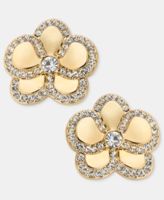 Gold-Tone Pav&eacute; Orchid Stud Earrings