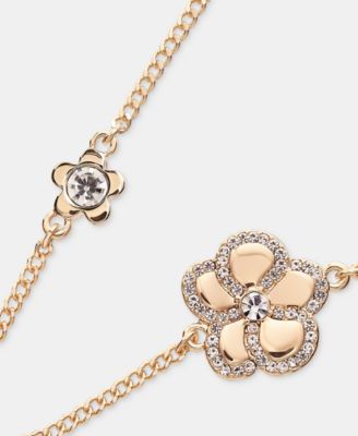 Gold-Tone 36" Pav&eacute; Orchid Strandage Necklace