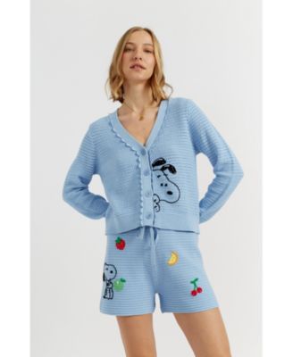 Women's Cotton Snoopy Crochet Peekabo Cardigan