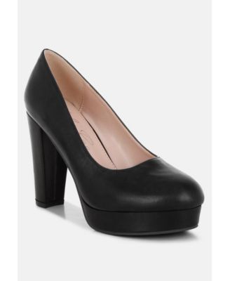 Womens Damsor Faux Leather Block Heel Pumps