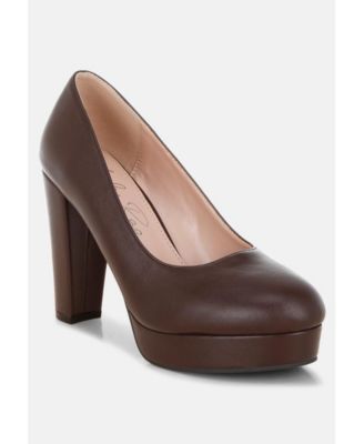 Womens Damsor Faux Leather Block Heel Pumps