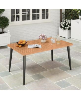 63-Inch Dining Table for Indoor Outdoor Use with Metal Legs