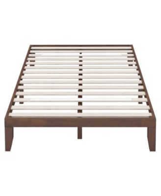 14 Inch Rubber Wood Platform Bed Frame with Wood Slat Support