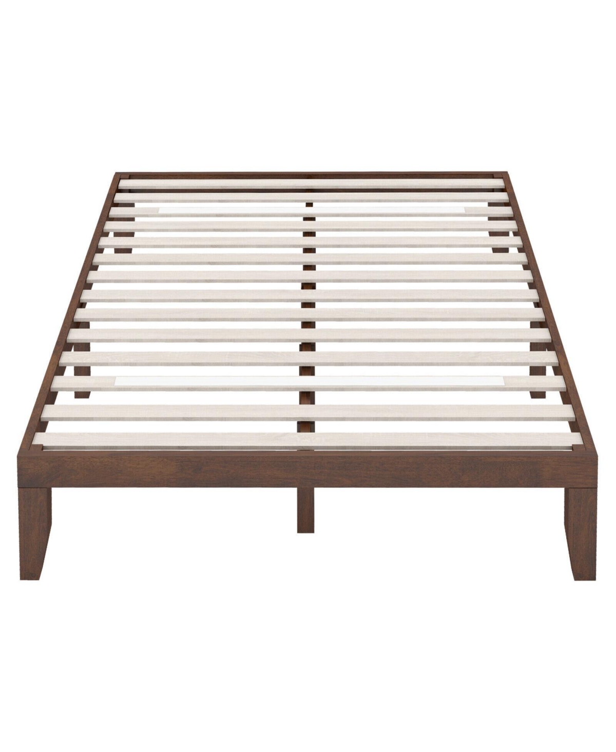 Sugift 14 Inch Rubber Wood Platform Bed Frame with Wood Slat Support