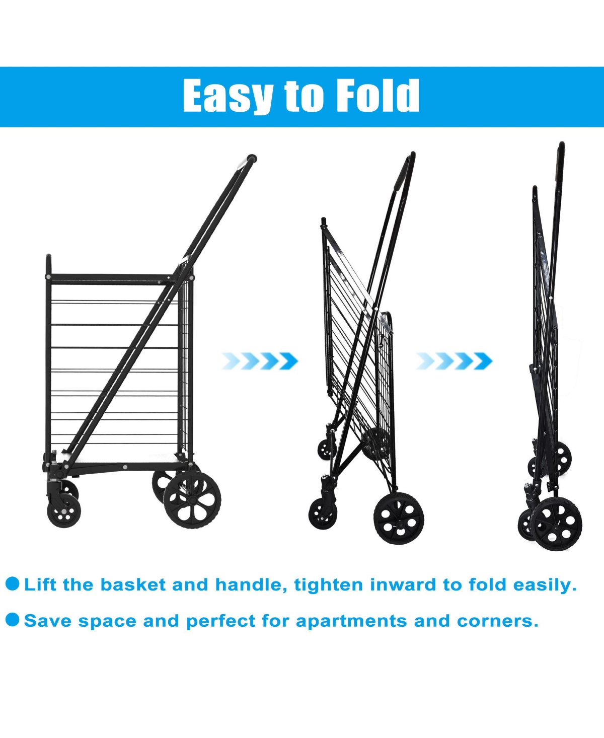 Rainsken Foldable Heavy Duty Shopping Cart
