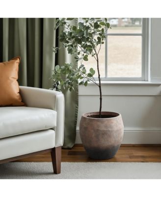 Vintage  Base 13.8-Inch Tall Round Cement Planter