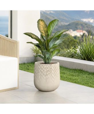 Antique  13.38" Round Planter, Deep-to-Light Gradient Texture, Tapered Design