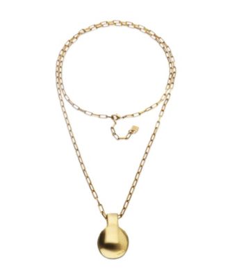 18k Gold Plated Metal Alloy Long Necklace with Big Ball
